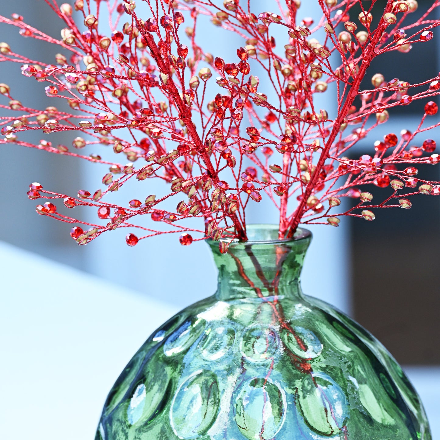 Handmade Crystal Bead Artificial Berry Branches, Multi-Color Rhinestone Wire Floral Picks k112