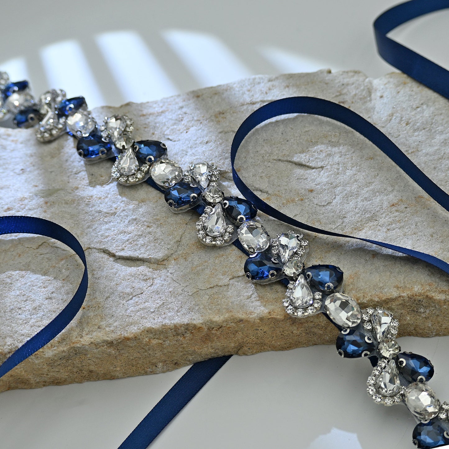 Bridella BS212ML-Navy Blue Navy Rhinestone Belt