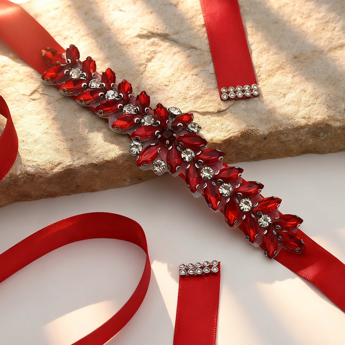 Bridella BS69R Red Rhinestone Belt