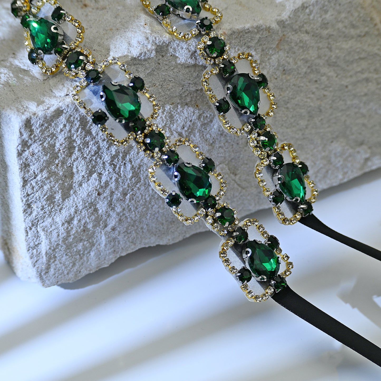 Bridella BS218KL Green Rhinestone & Pearl Belt