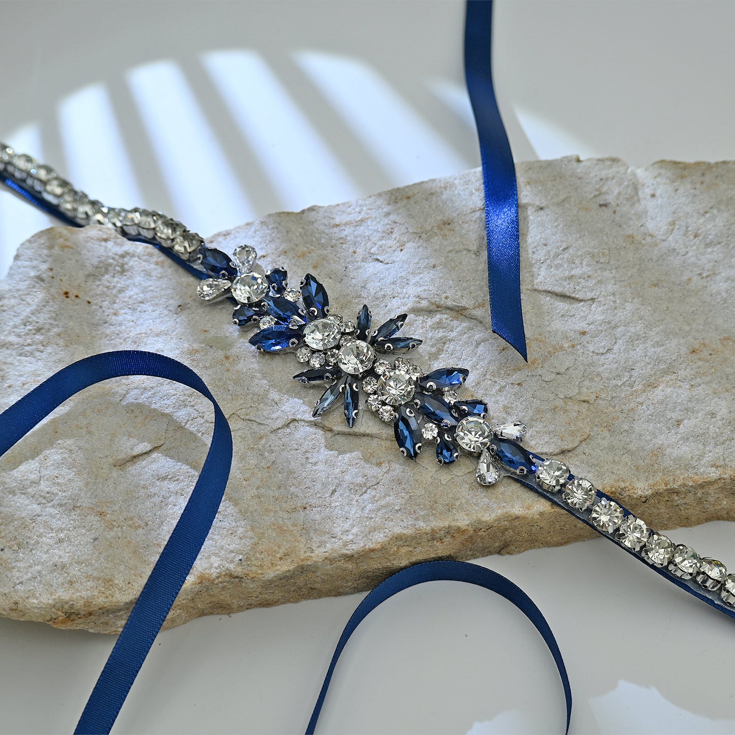 Bridella BS166ML-Navy Blue Rhinestone Belt