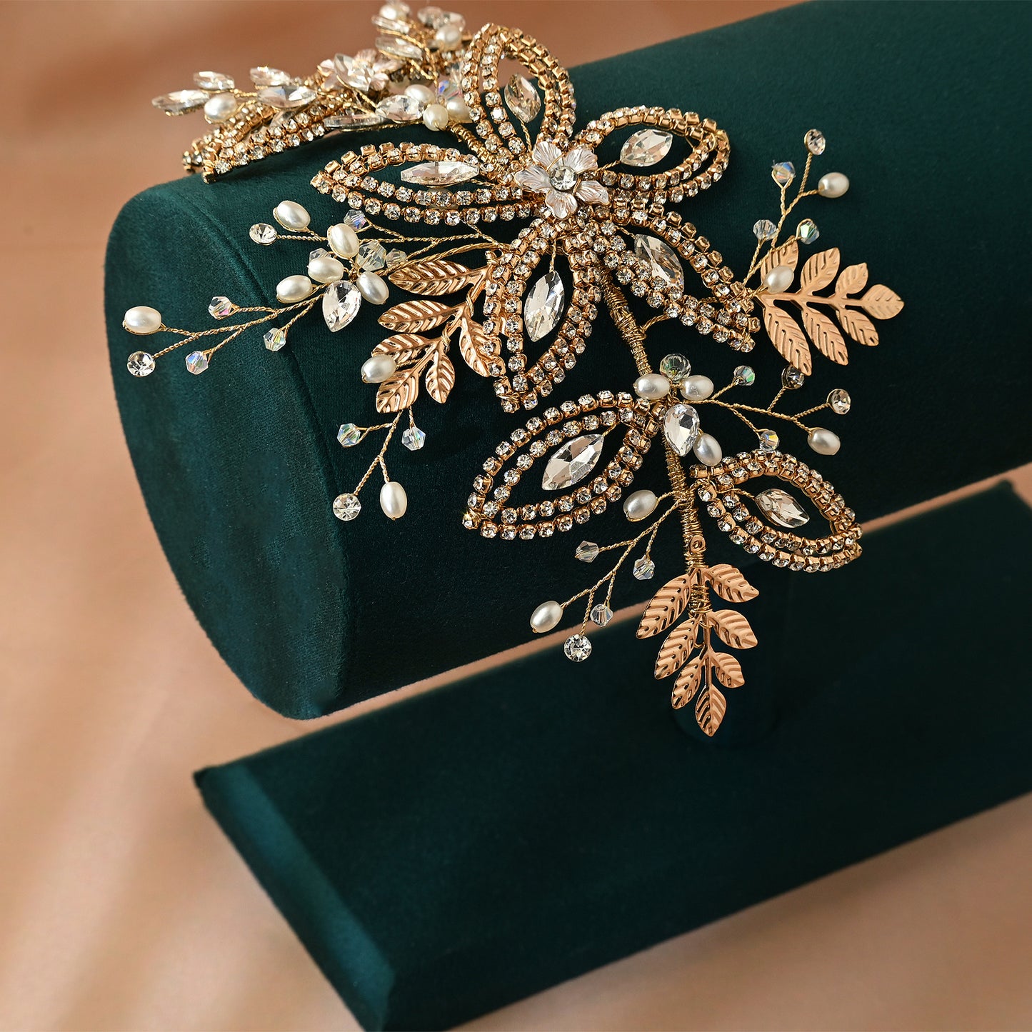 Bridella BHP305-G Gold Rhinestone Crown