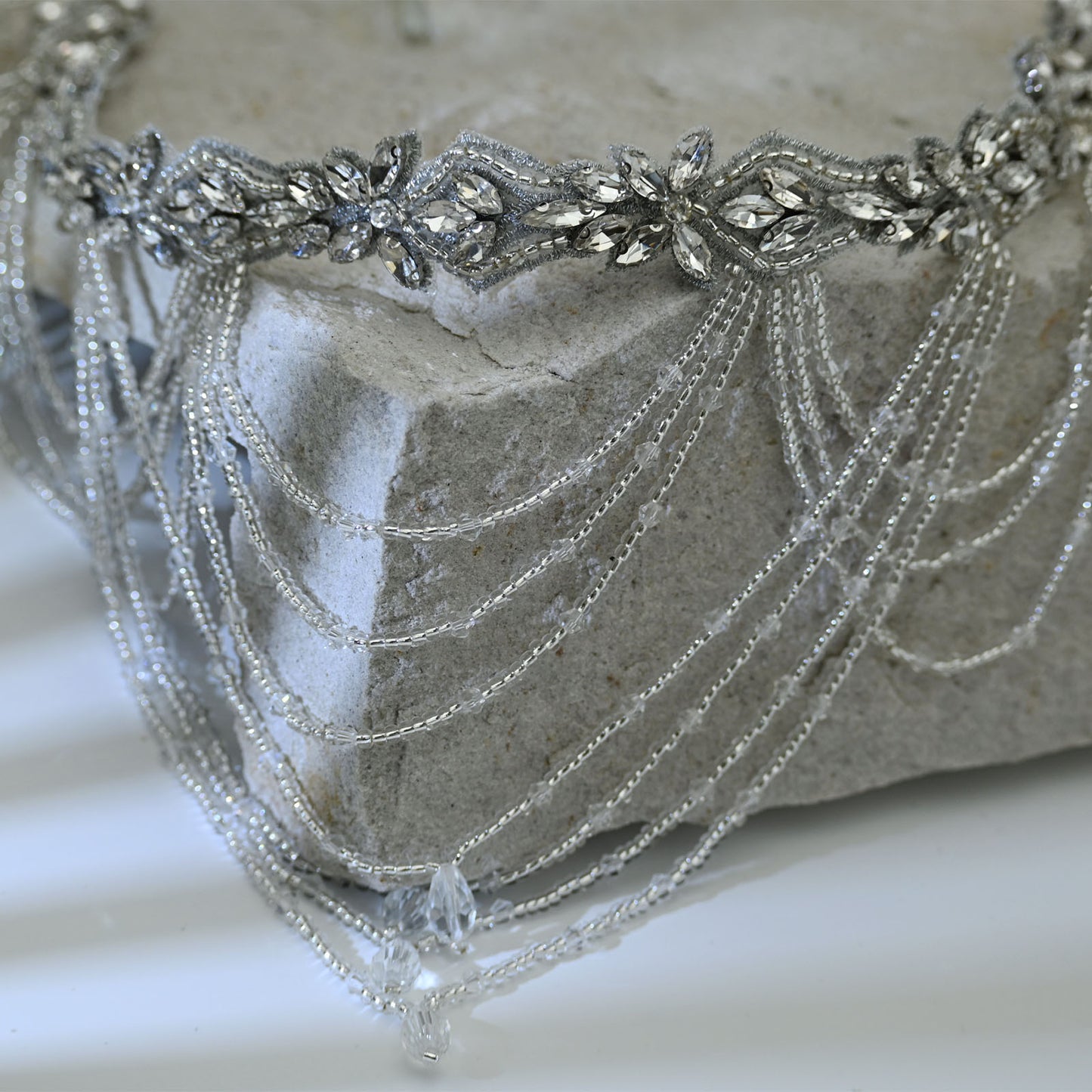 Bridella BS08 Off White Rhinestone Belt