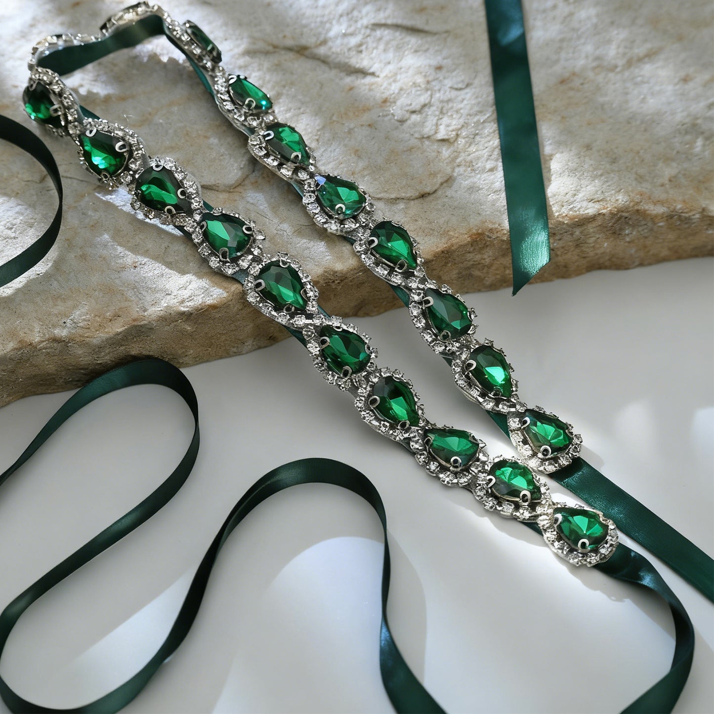 Bridella BS190KL-Green Green Rhinestone Belt
