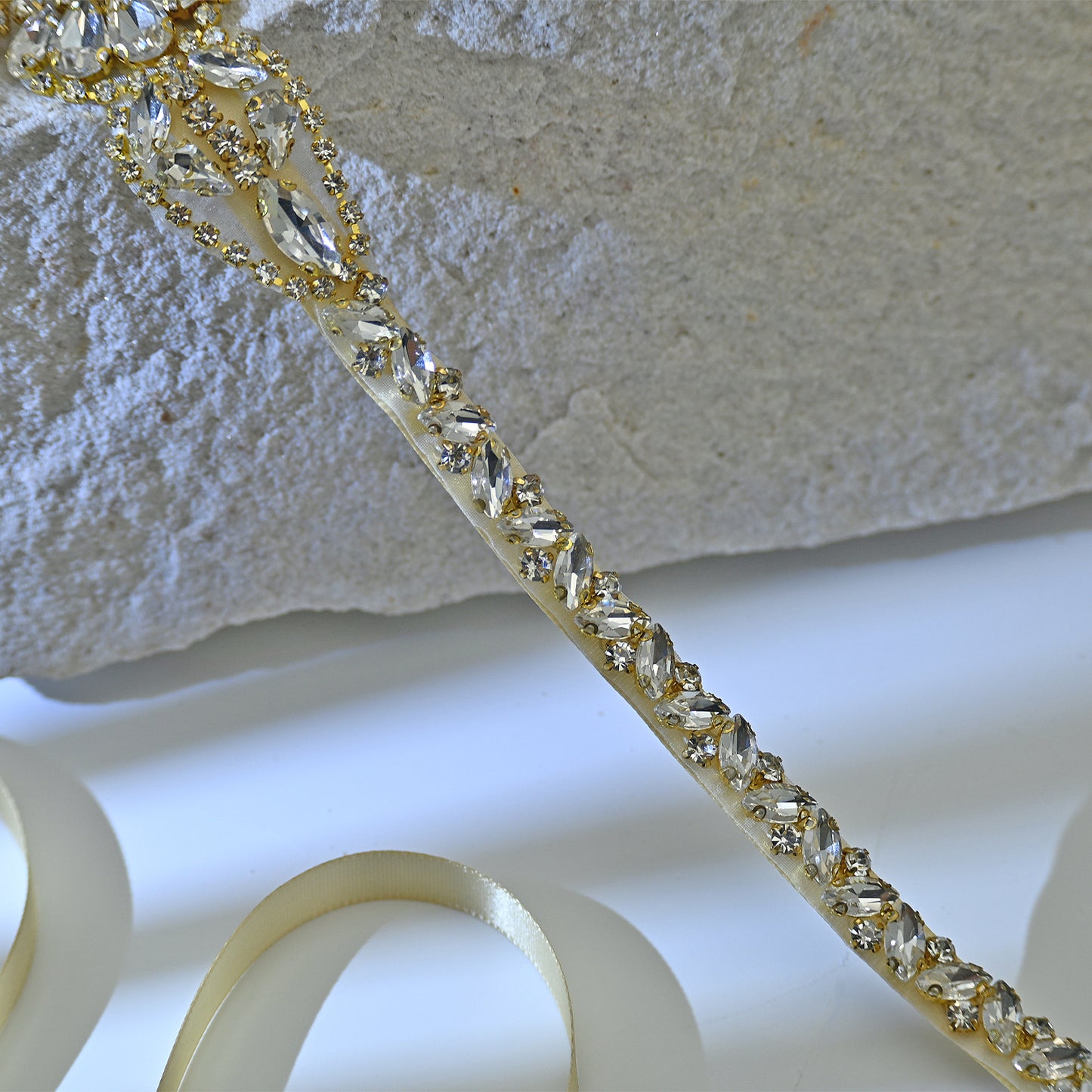 Bridella BS489G Champagne Rhinestone Belt