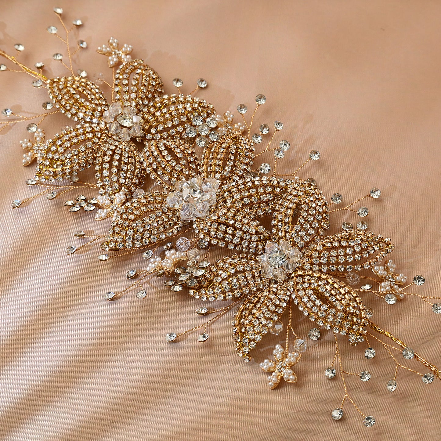 Bridella BHP252-G Gold Rhinestone & Crystal Tiara