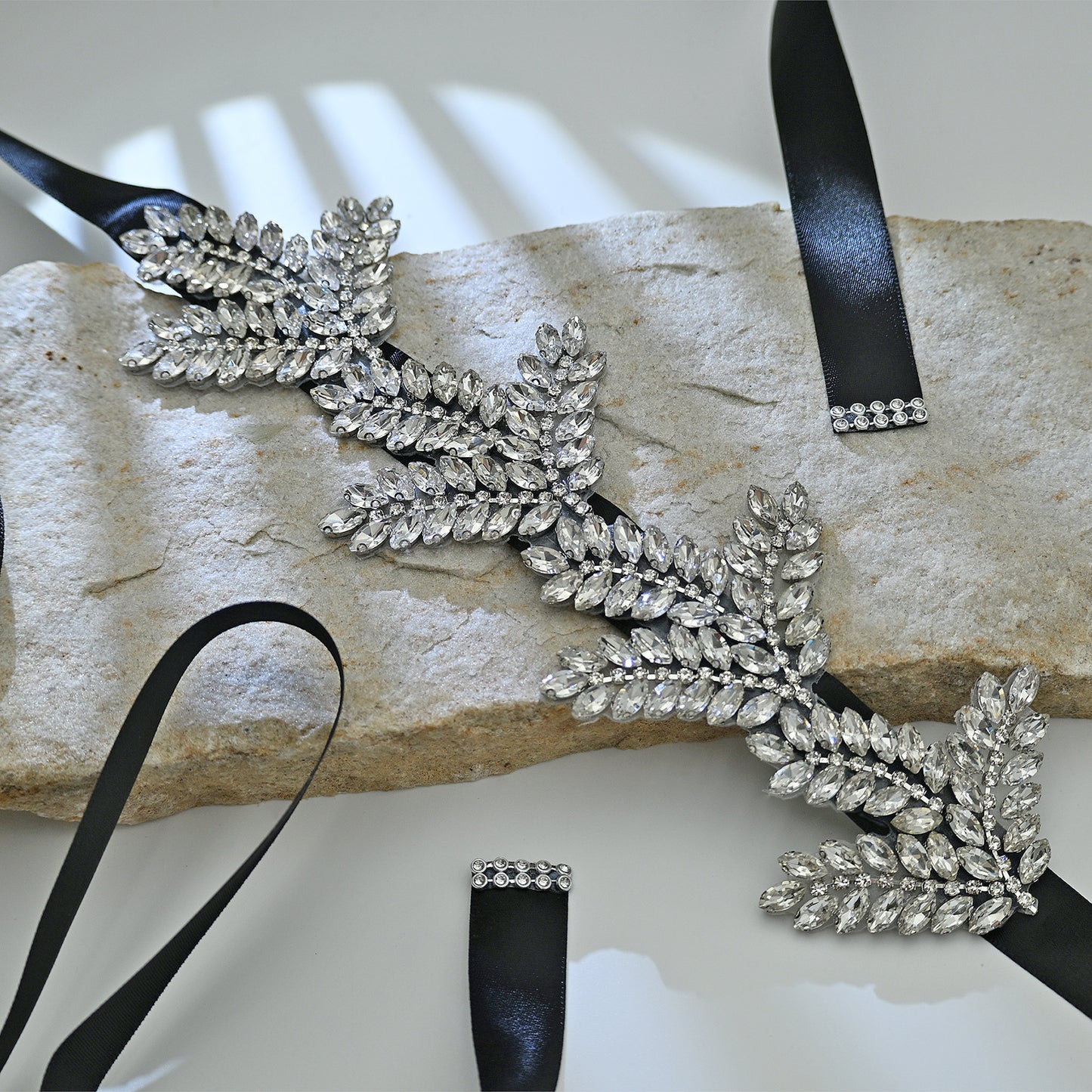 BS241 Crystal Leaf Bridal Belt,Silver Rhinestone Wedding Sash Forest &Garden Wedding Accessory