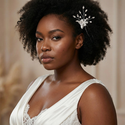 Bridella BHP506-S Silver Rhinestone & Pearl Headwear