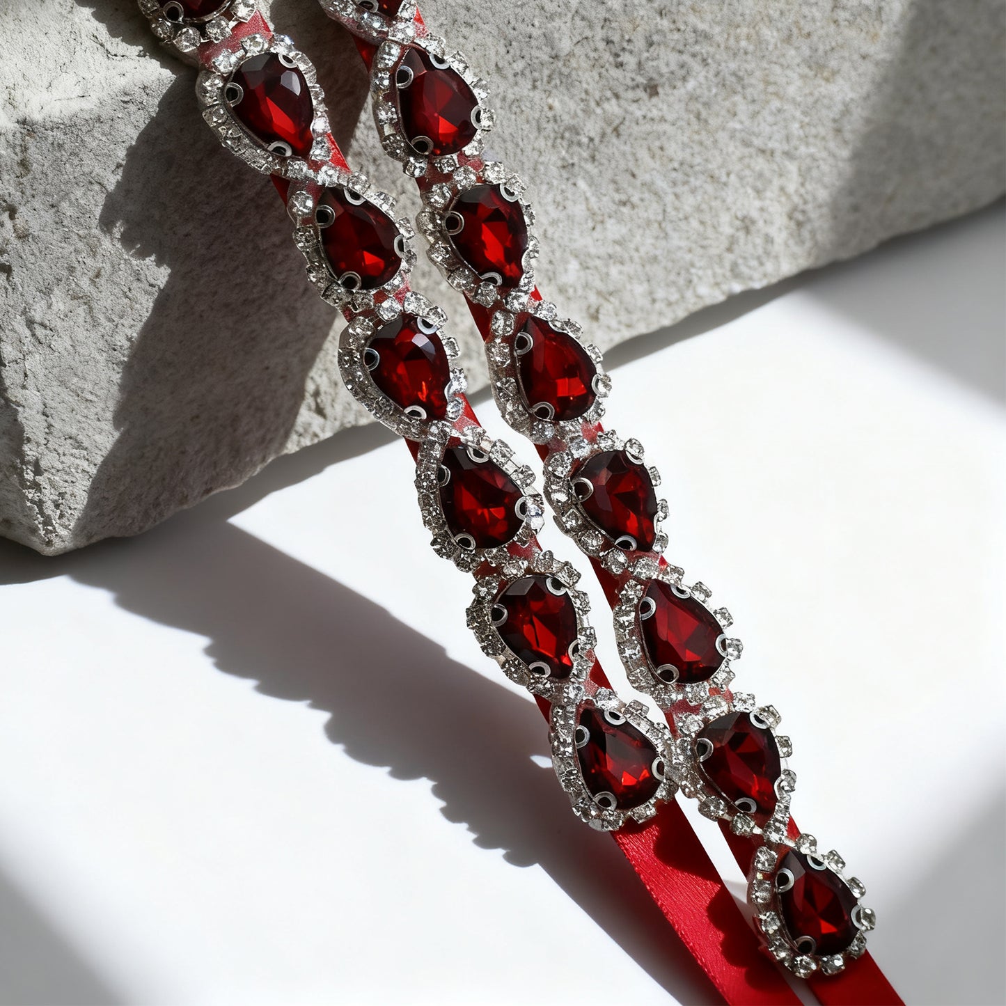 Bridella BS190R-Wine Red Wine Rhinestone Belt