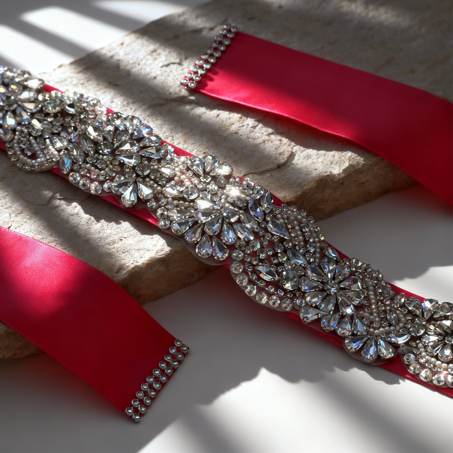 Bridella BS120 Red Rhinestone Belt