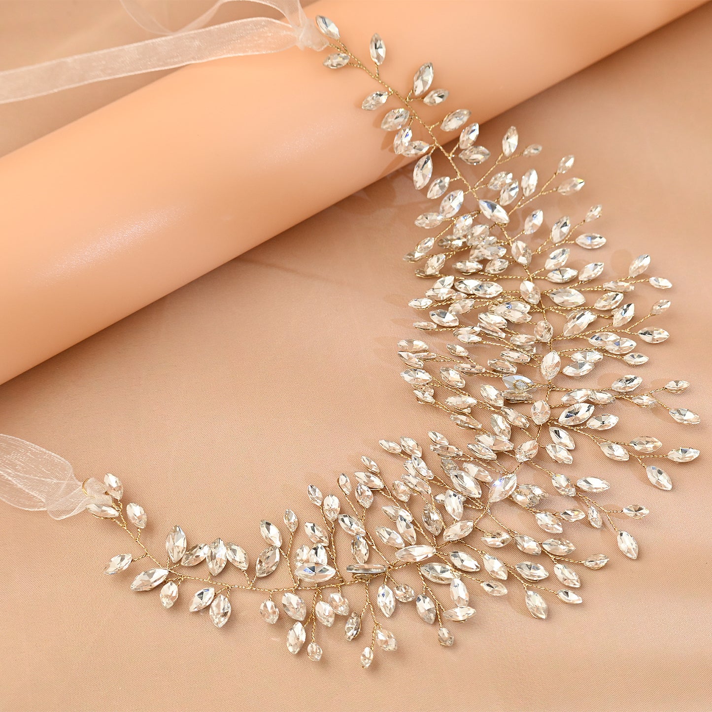 Gold Rhinestone Headband for Wedding - Bridella BHP237-G