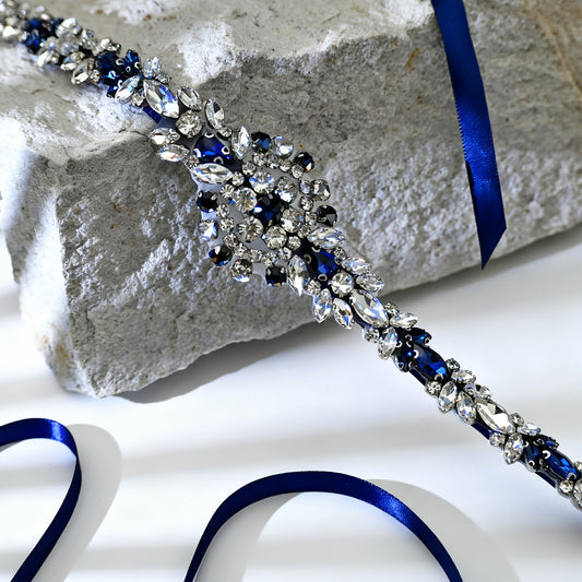 Bridella BS124ML Blue Rhinestone Belt