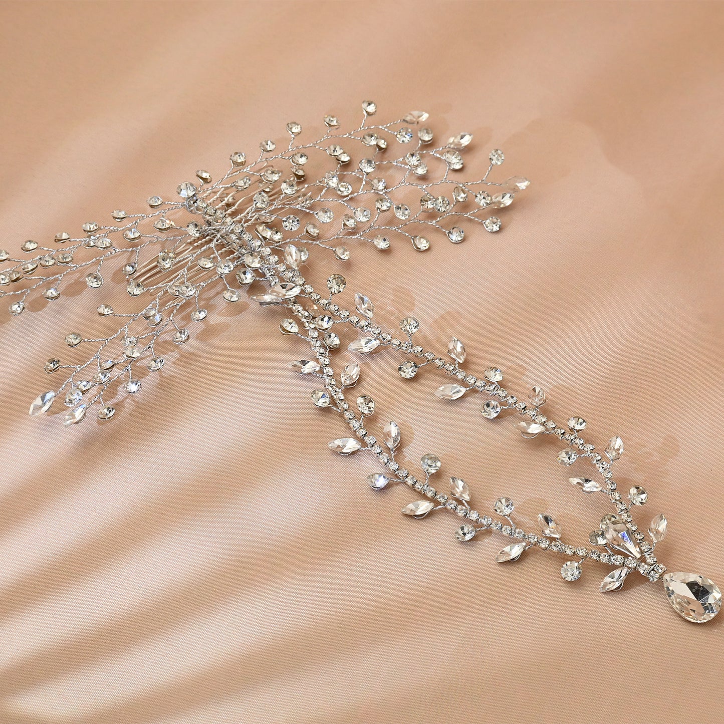 Bridella BHP466-S Silver Rhinestone & Pearl Tiara