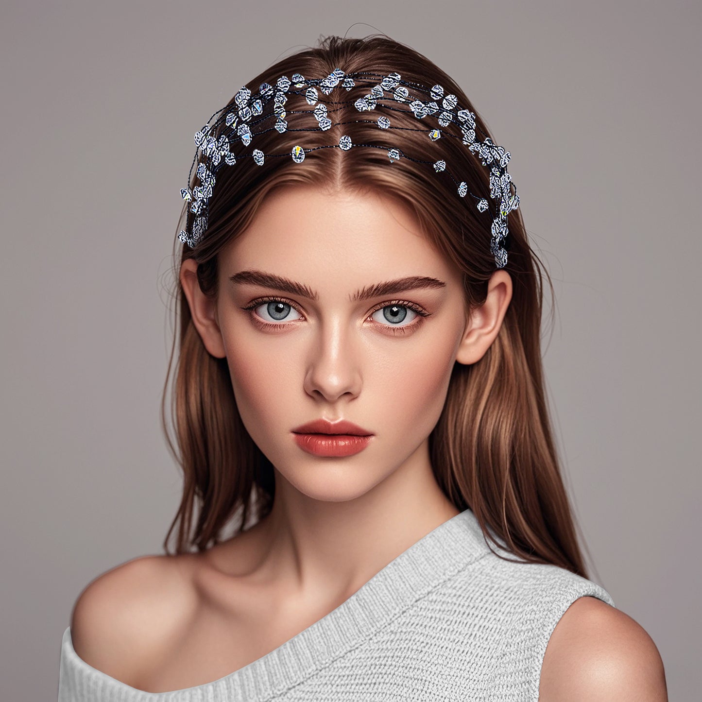 Black Crystal Minimalist Bridal Headband Wedding Hair Accessories - Bridella BYXA122
