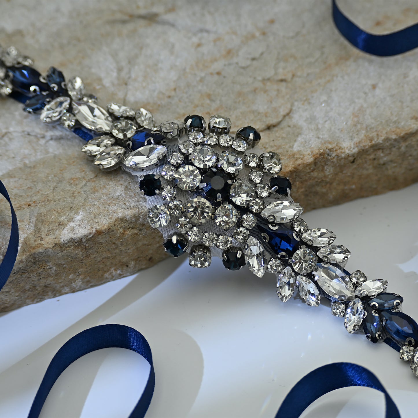 Bridella BS124ML Blue Rhinestone Belt