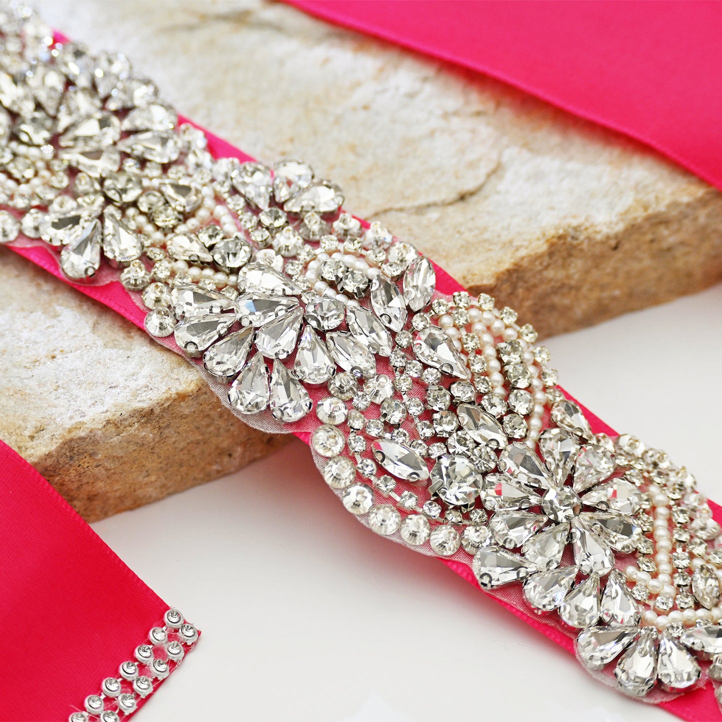 Red Rhinestone Bridal Sash Wedding Dress Belt – Bridella BS120