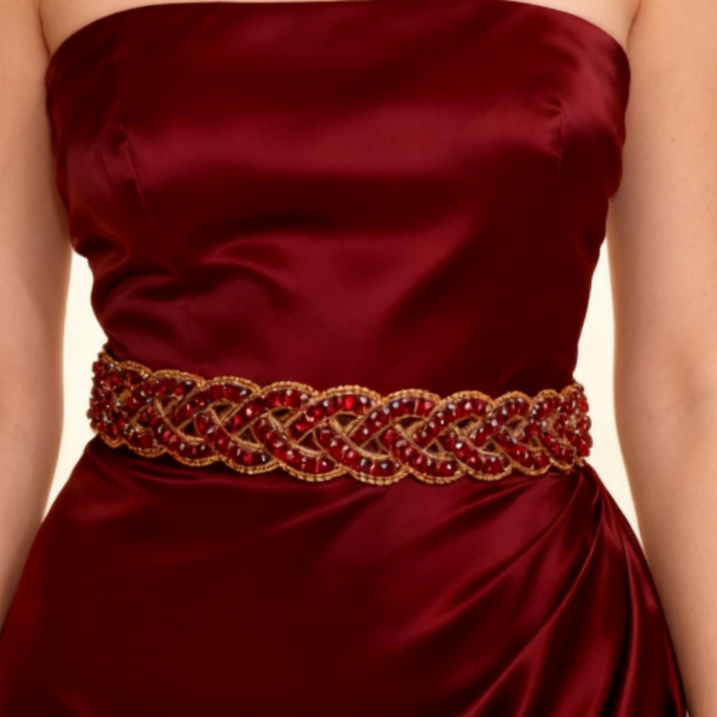Bridella BS216 Golden red Rhinestone Belt Wedding Belt for Bride