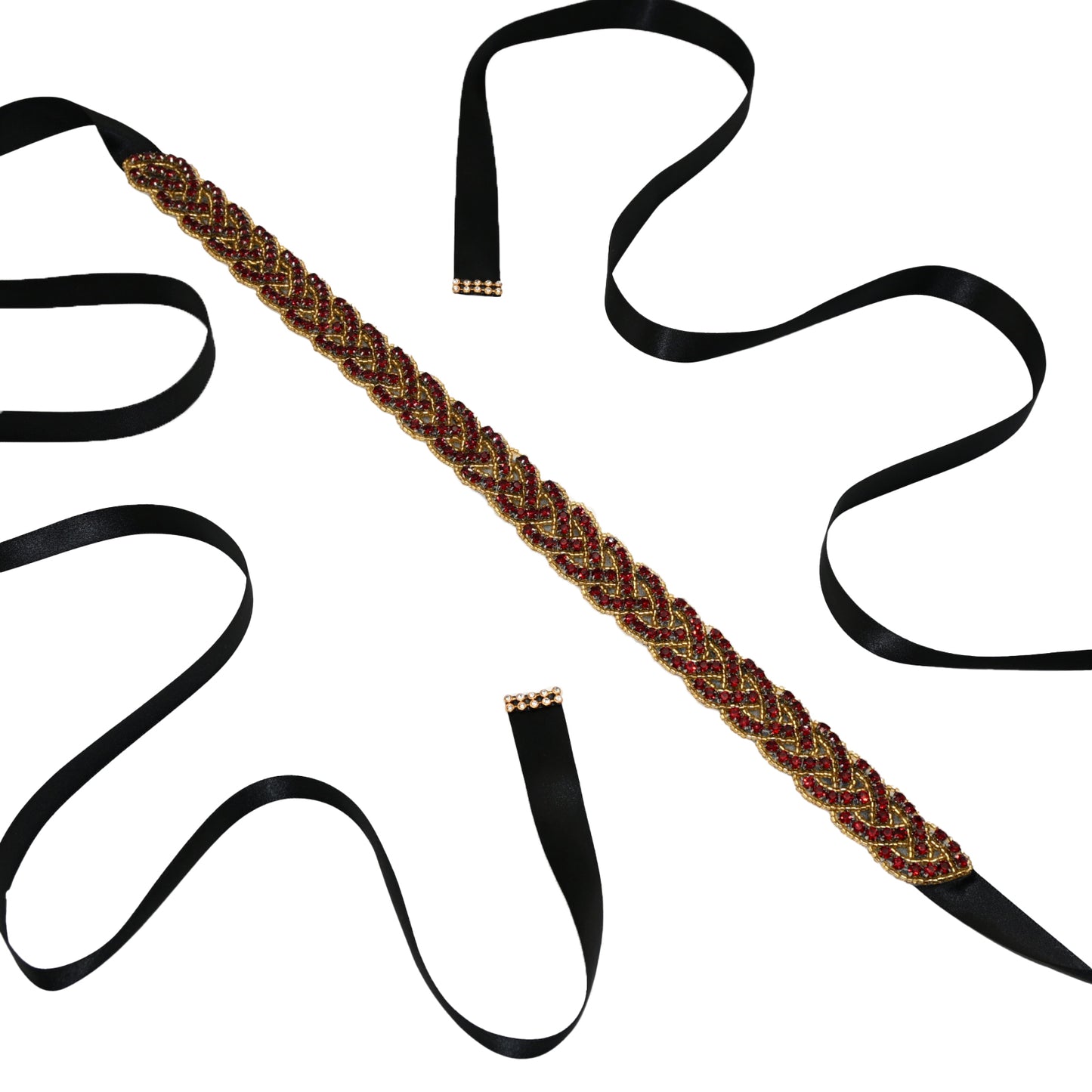 Bridella BS216 Golden red Rhinestone Belt Wedding Belt for Bride