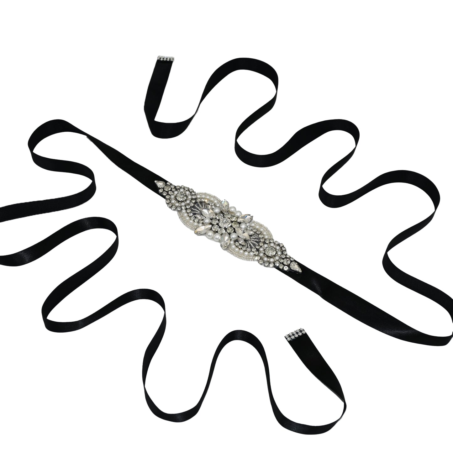 Bridella BS159 Black Rhinestone Belt