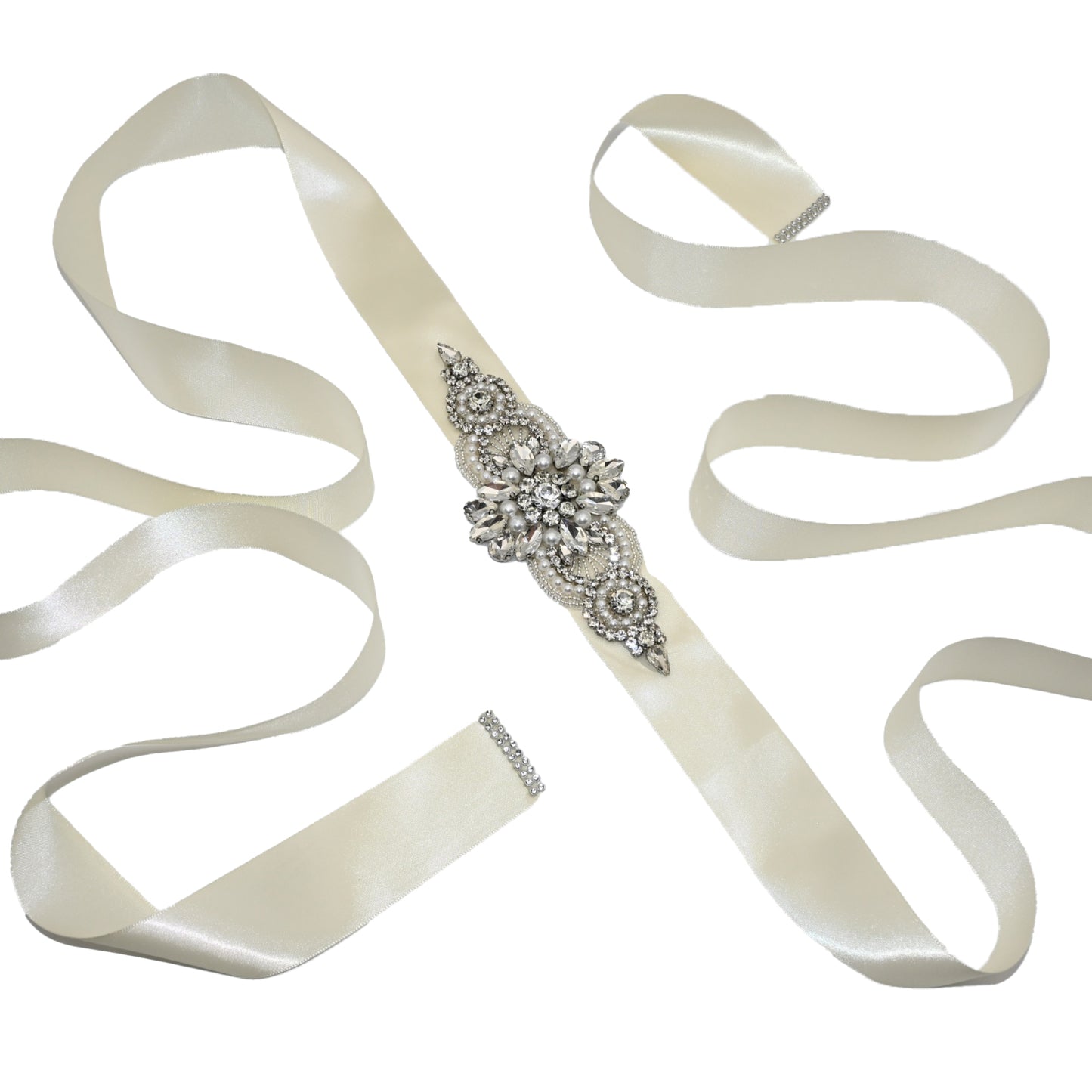 Bridella BS05B Ivory Rhinestone & Pearl Belt