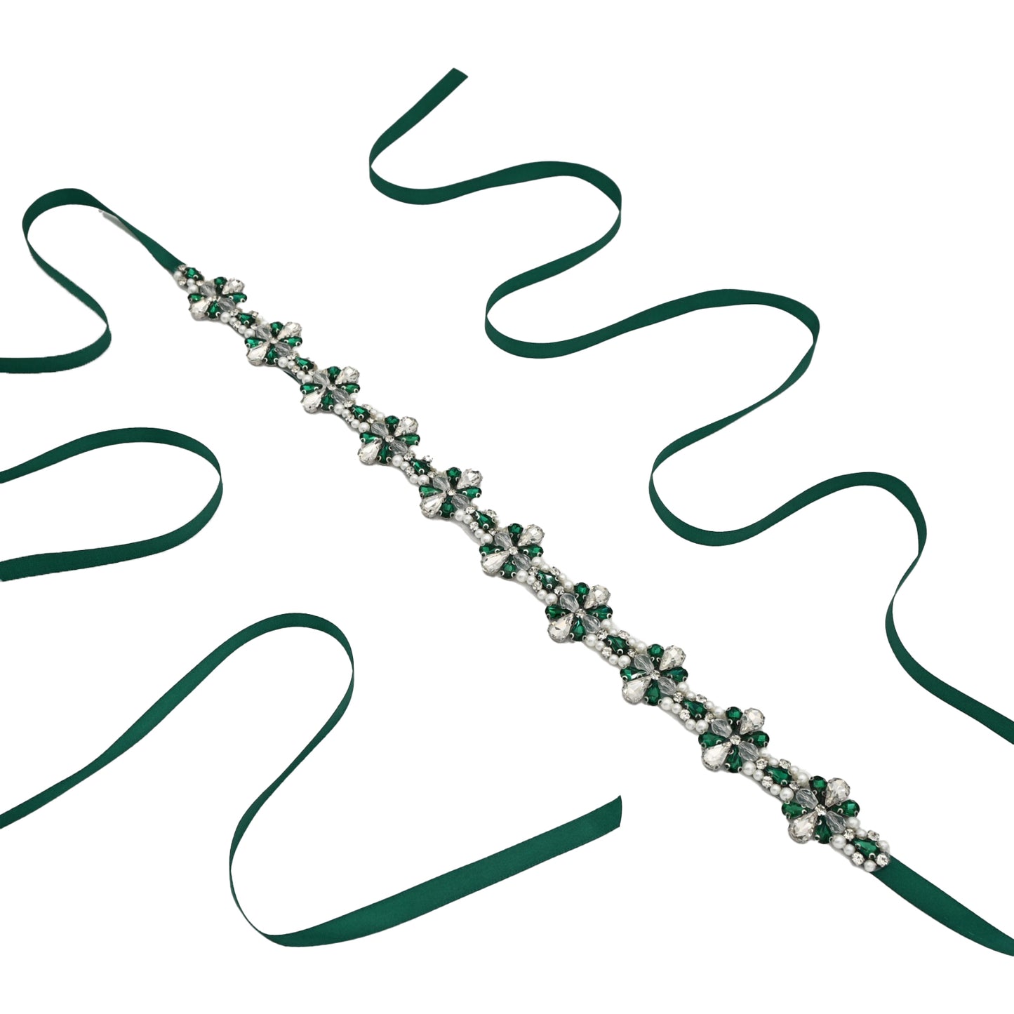 Bridella BS169KL Green Rhinestone & Pearl Belt