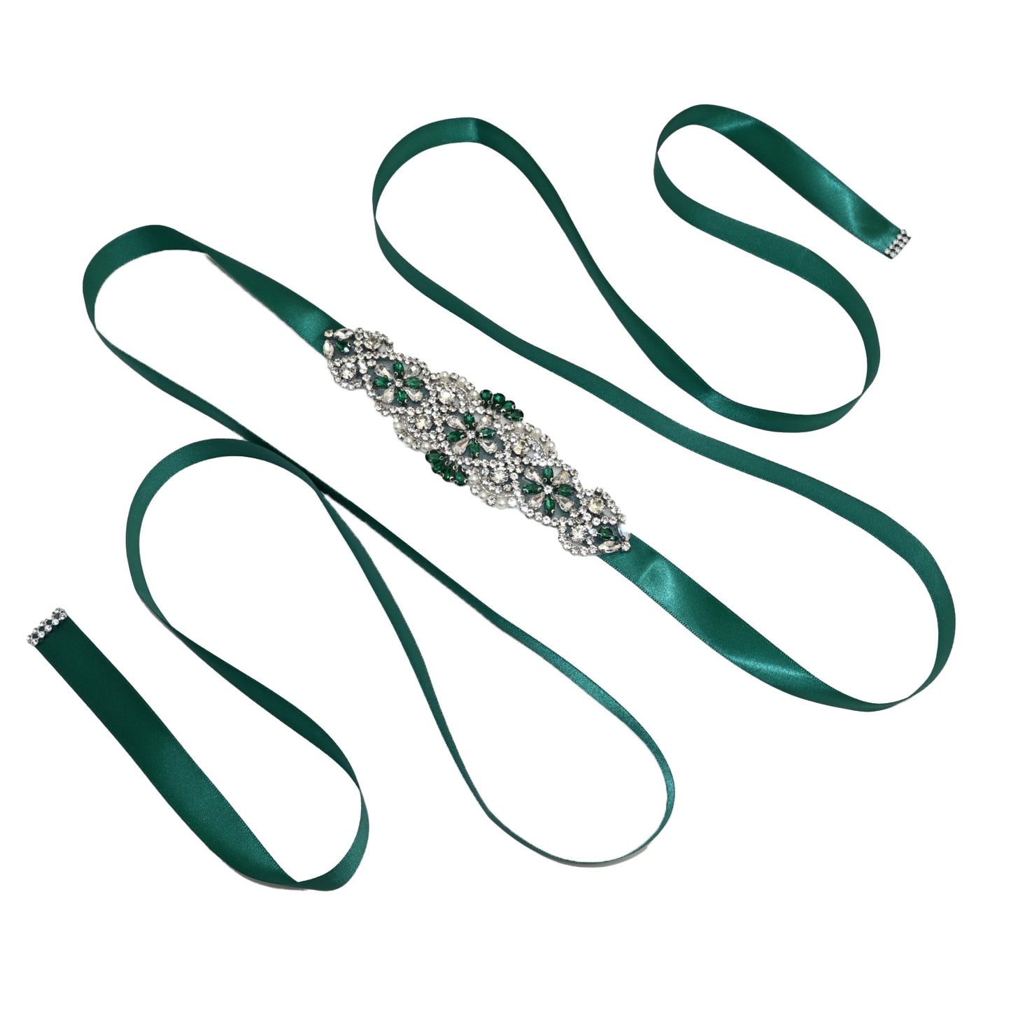 Green Rhinestone Pearl Bridal Belt – Bridella BS104KL