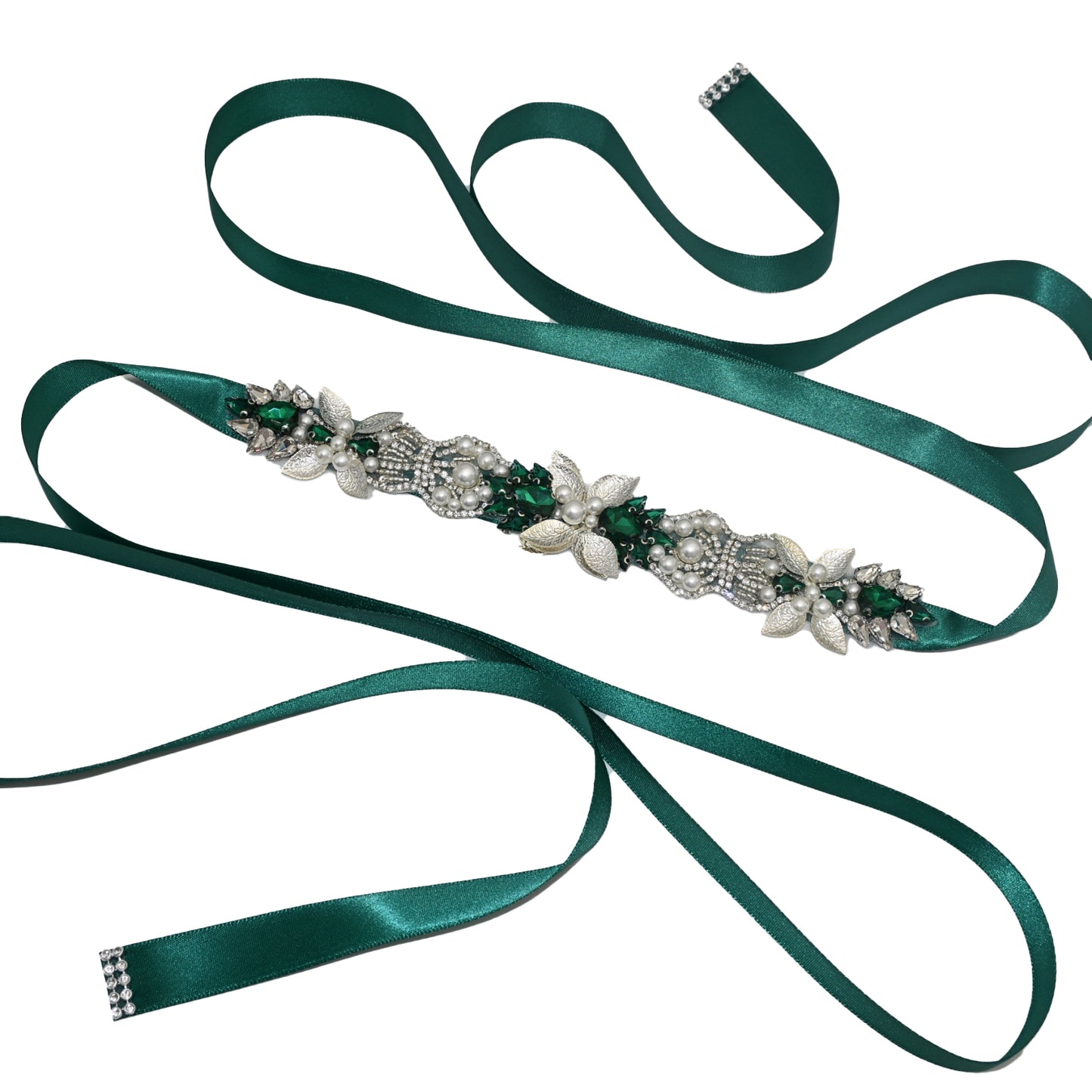 Green Rhinestone Bridal Belt Wedding Sash – Bridella BS65KL