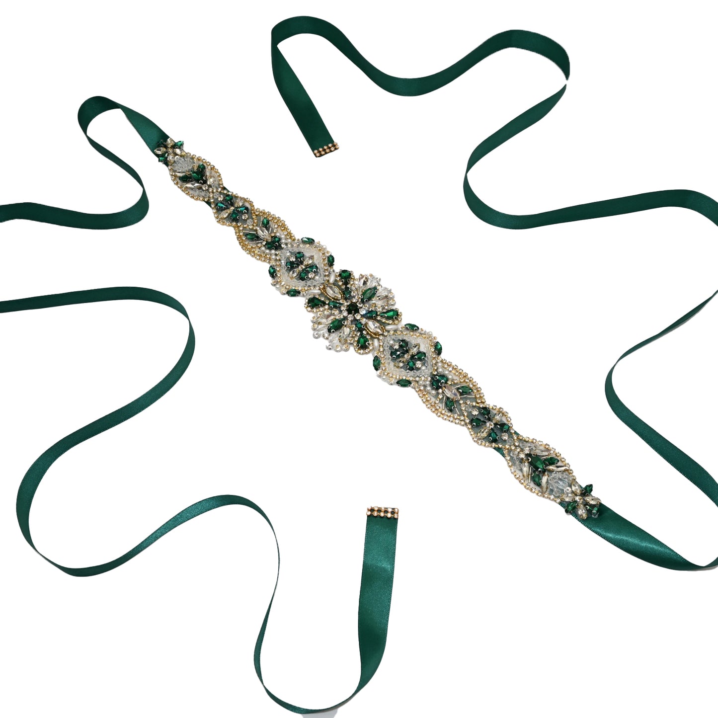 Bridella BS433GKL Green Rhinestone & Pearl Accessory