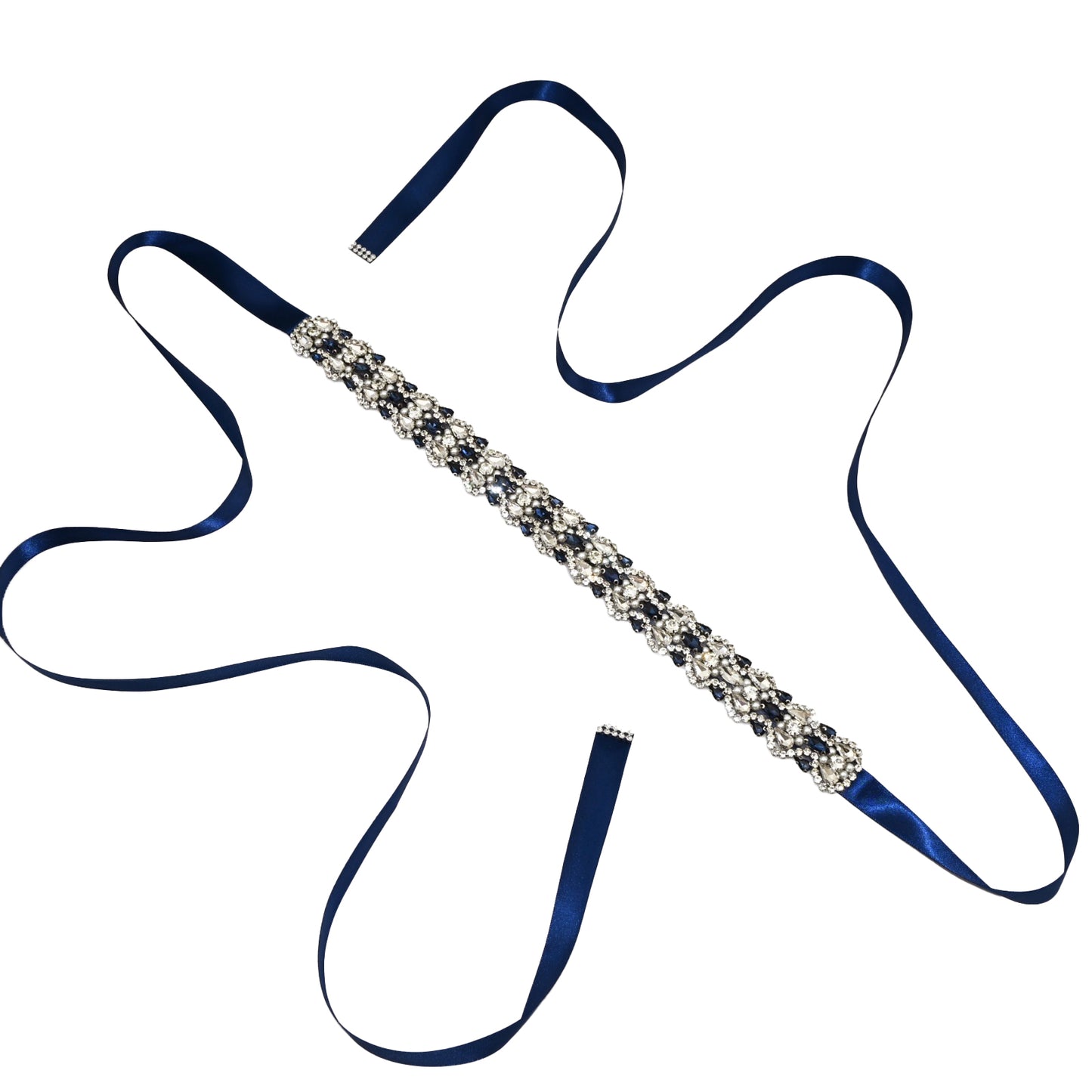 Navy Rhinestone Bridal Belt Wedding Sash – Bridella BS466ML