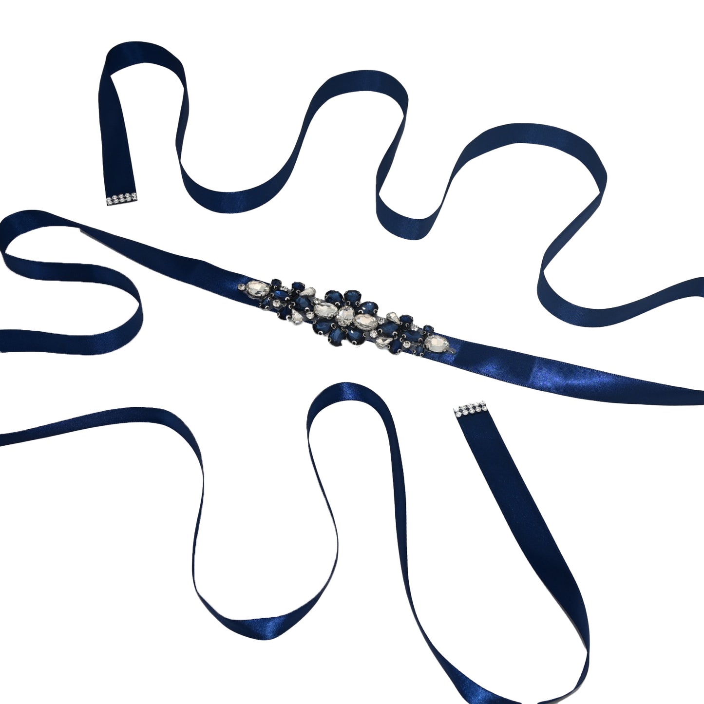 Navy Rhinestone Bridal Belt Wedding Sash – Bridella BS45ML