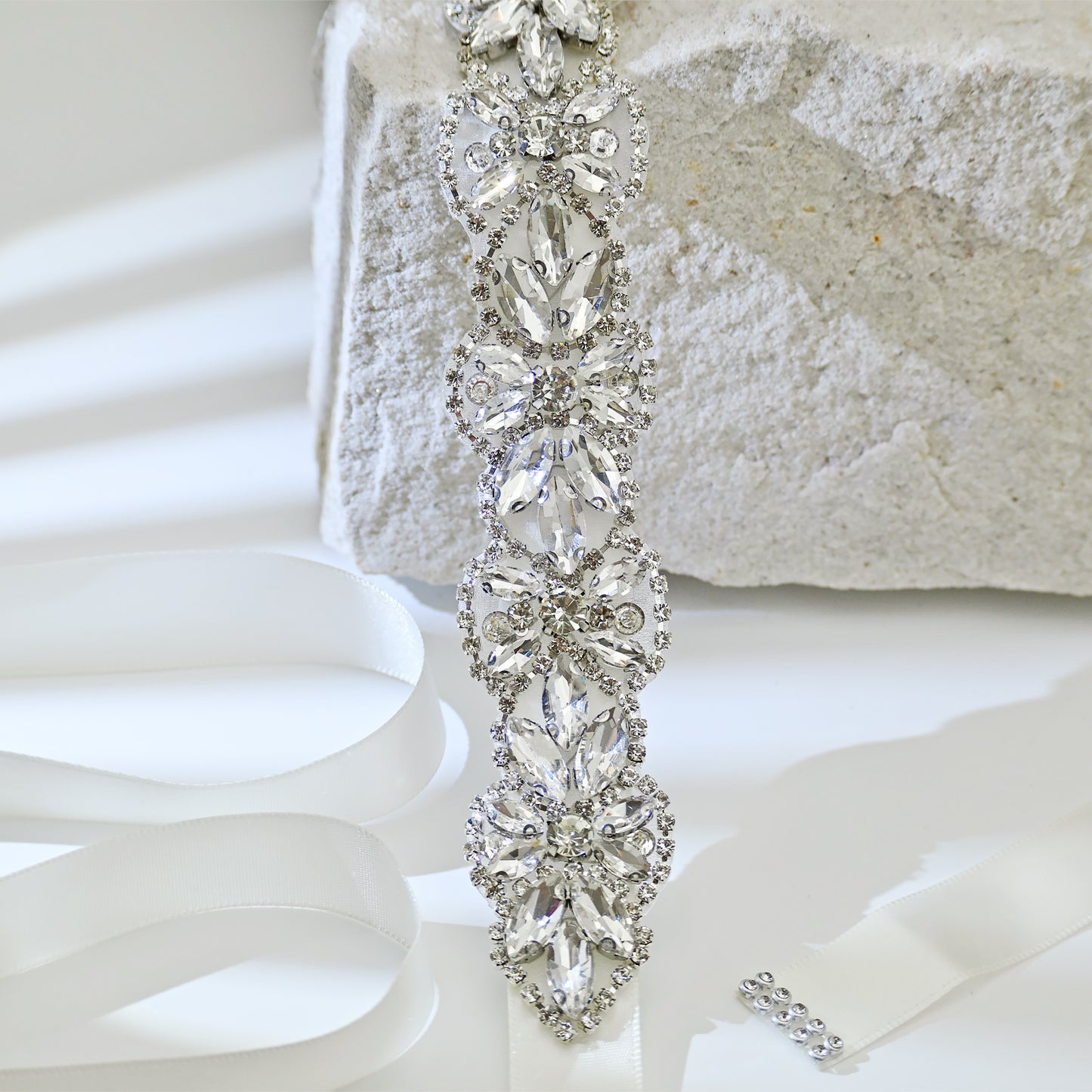 Ivory Rhinestone Belt -Bridella BS21