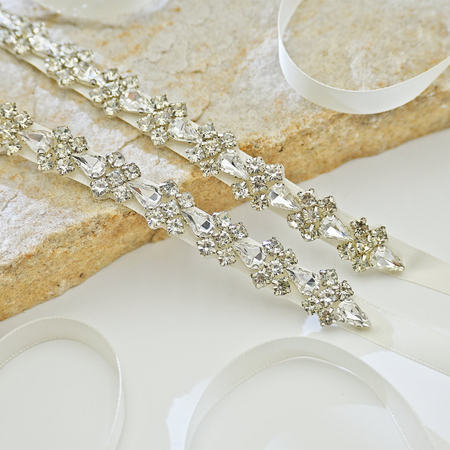 Silver Rhinestone Bridal Sash Wedding Dress Belt – Bridella BS129