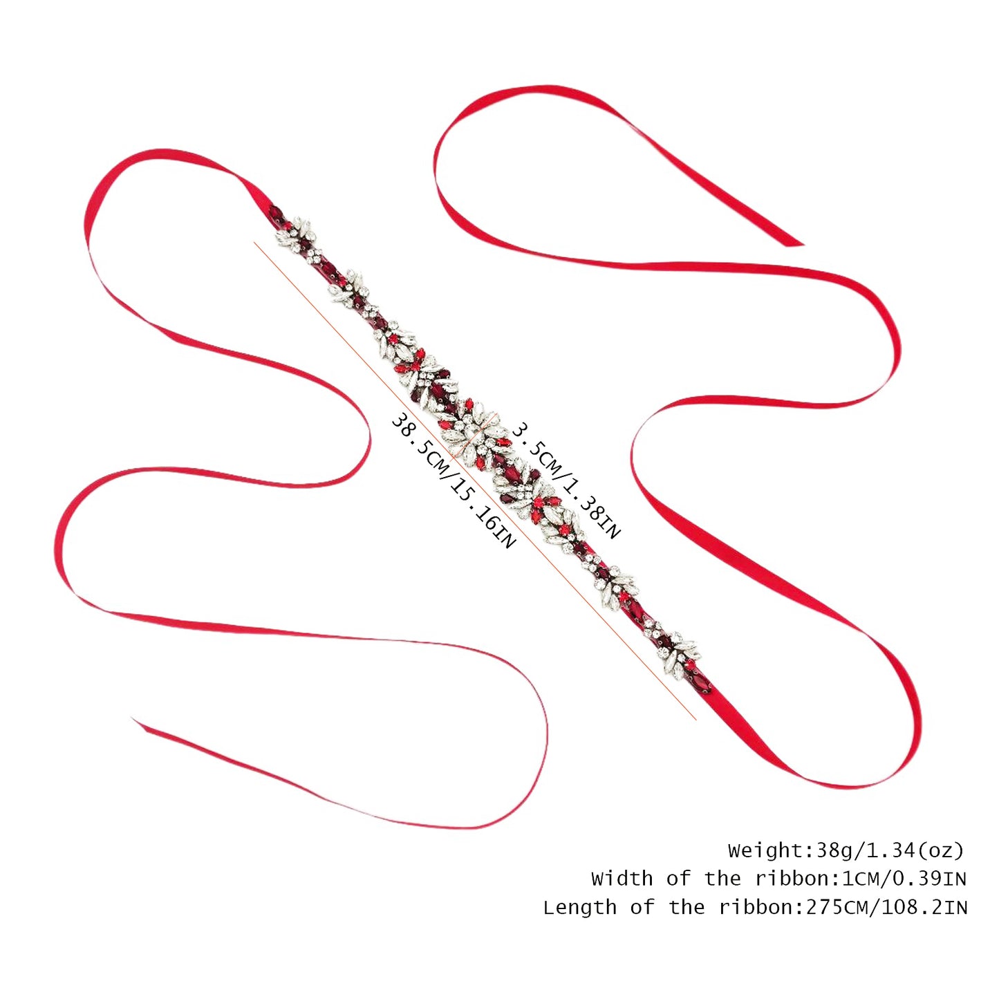 Burgundy Rhinestone Belt - Bridella BS122R