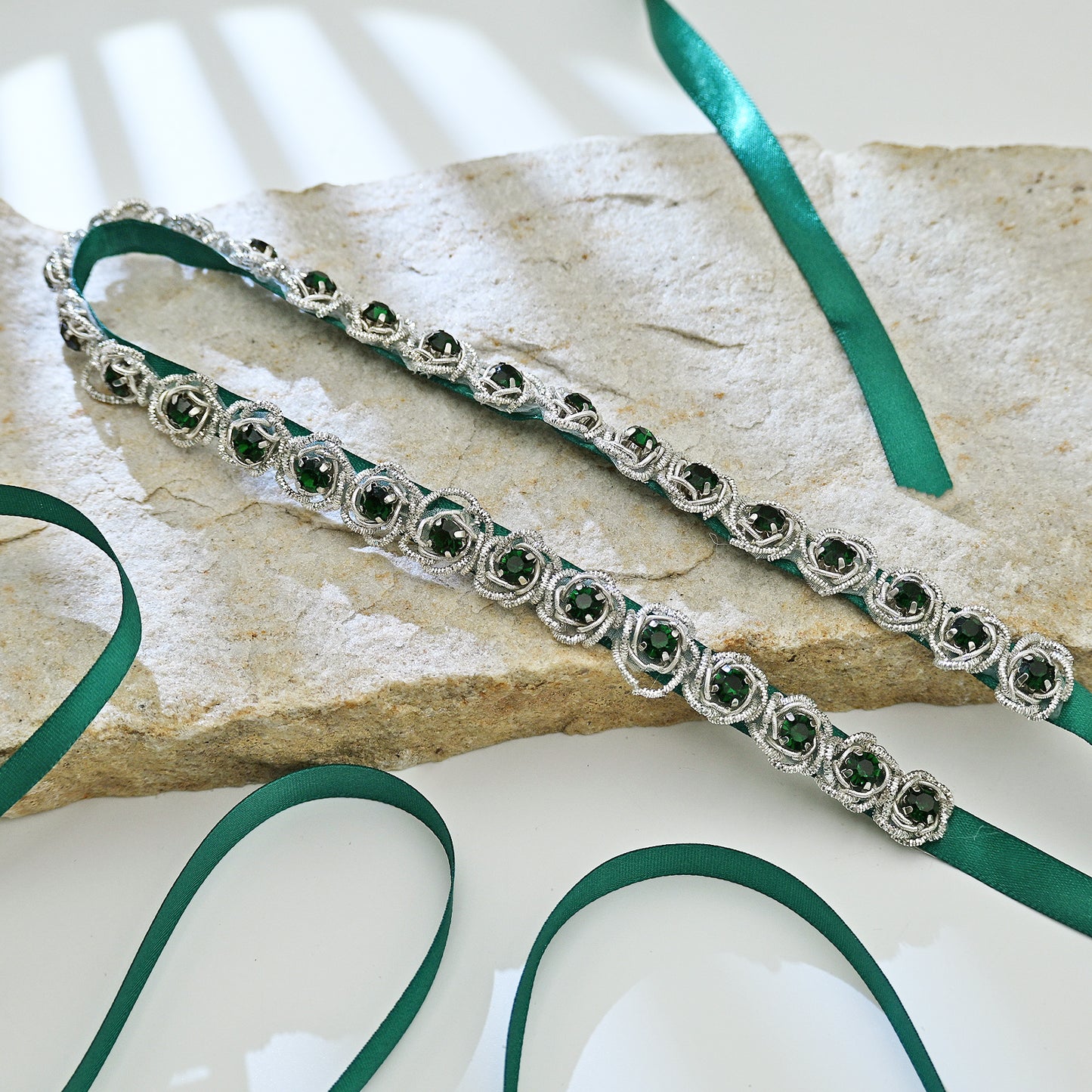 Green Rhinestone Bridal Belt Sash for Wedding - Bridella BS143KL