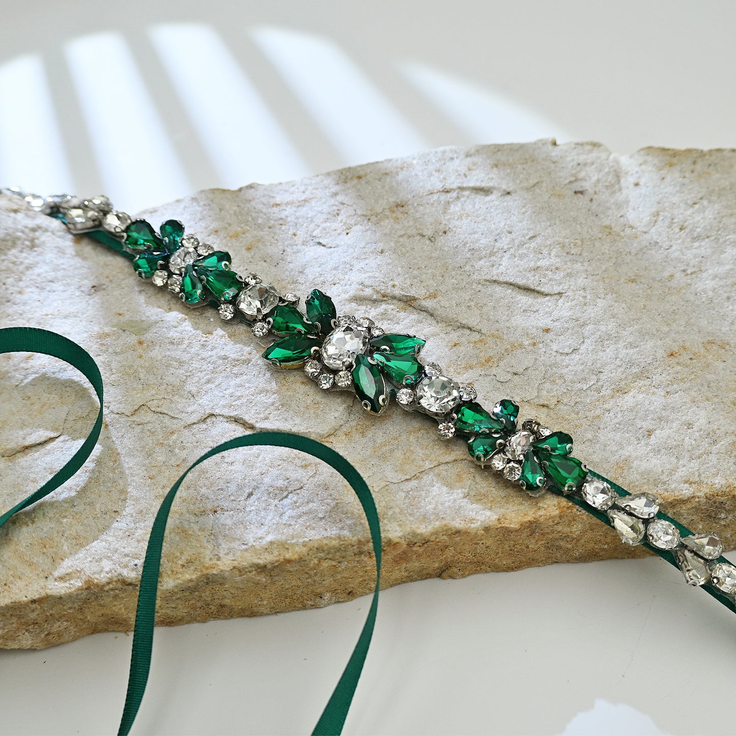 Green Rhinestone Bridal Belt Sash for Wedding - Bridella BS163KL