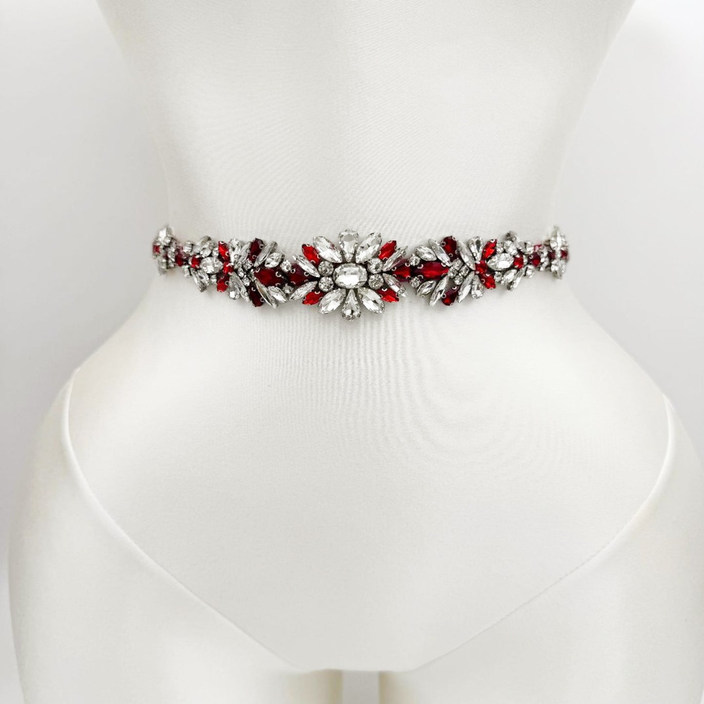 Burgundy Rhinestone Belt - Bridella BS122R