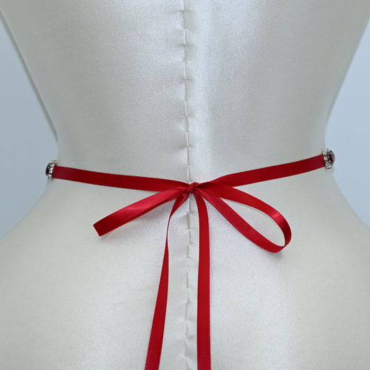 Bridella BS190R-Wine Red Wine Rhinestone Belt