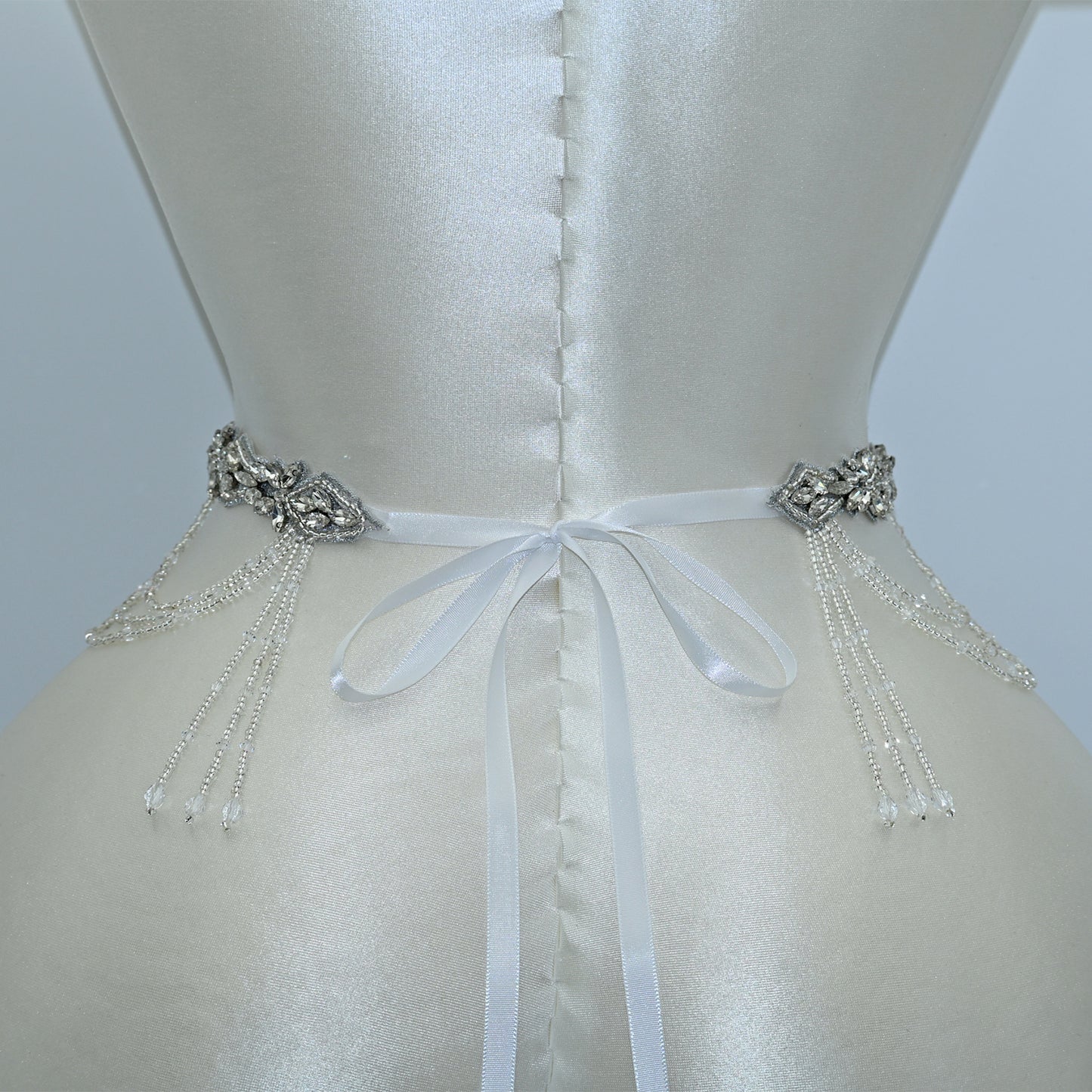 Off White Rhinestone Bridal Belt Wedding Sash – Bridella BS08