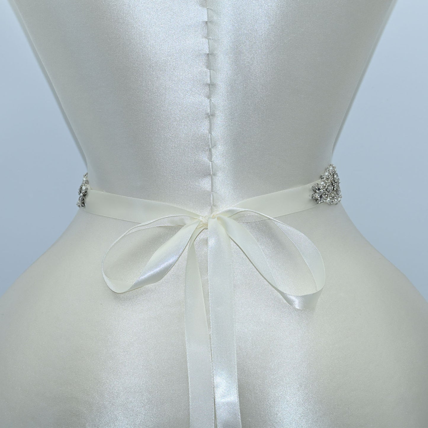 Bridella BS119 Silver Rhinestone & Pearl Belt