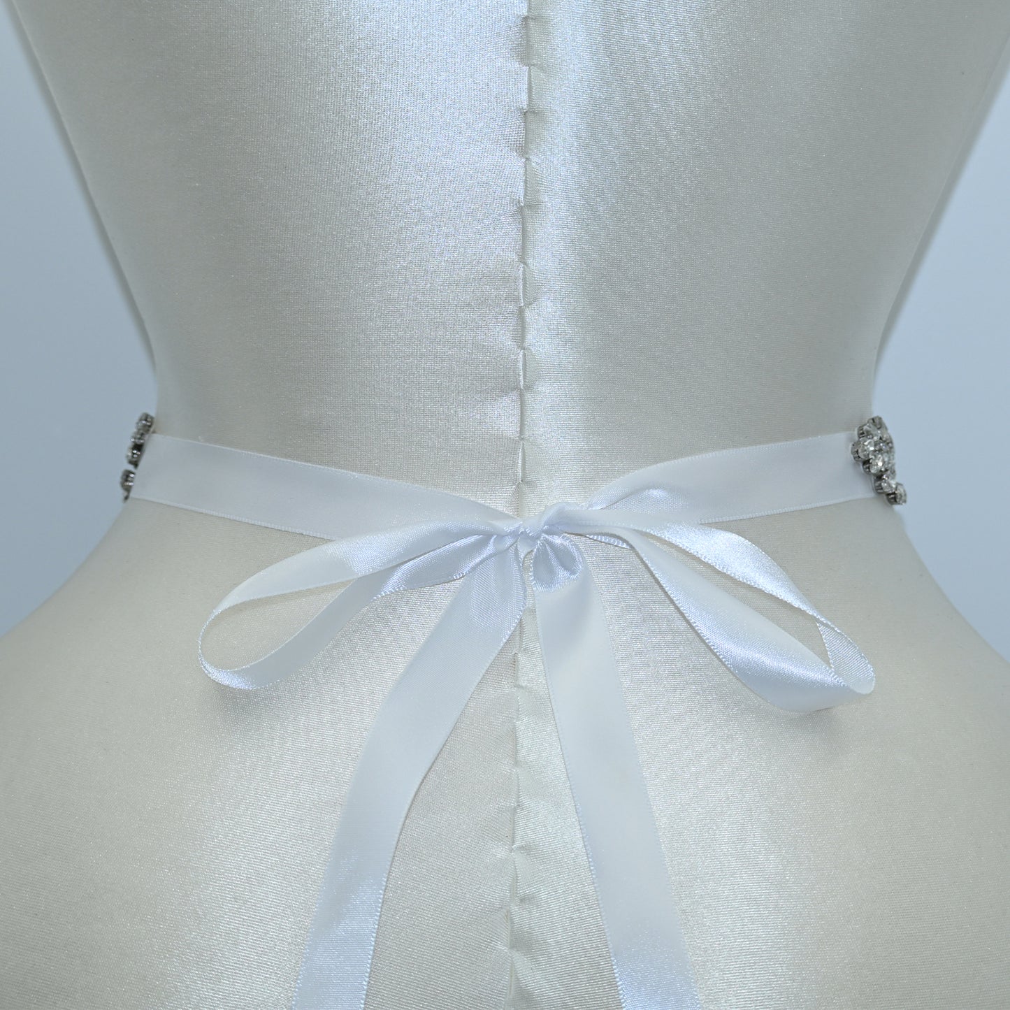 Bridella BS11-White Silver Rhinestone Belt
