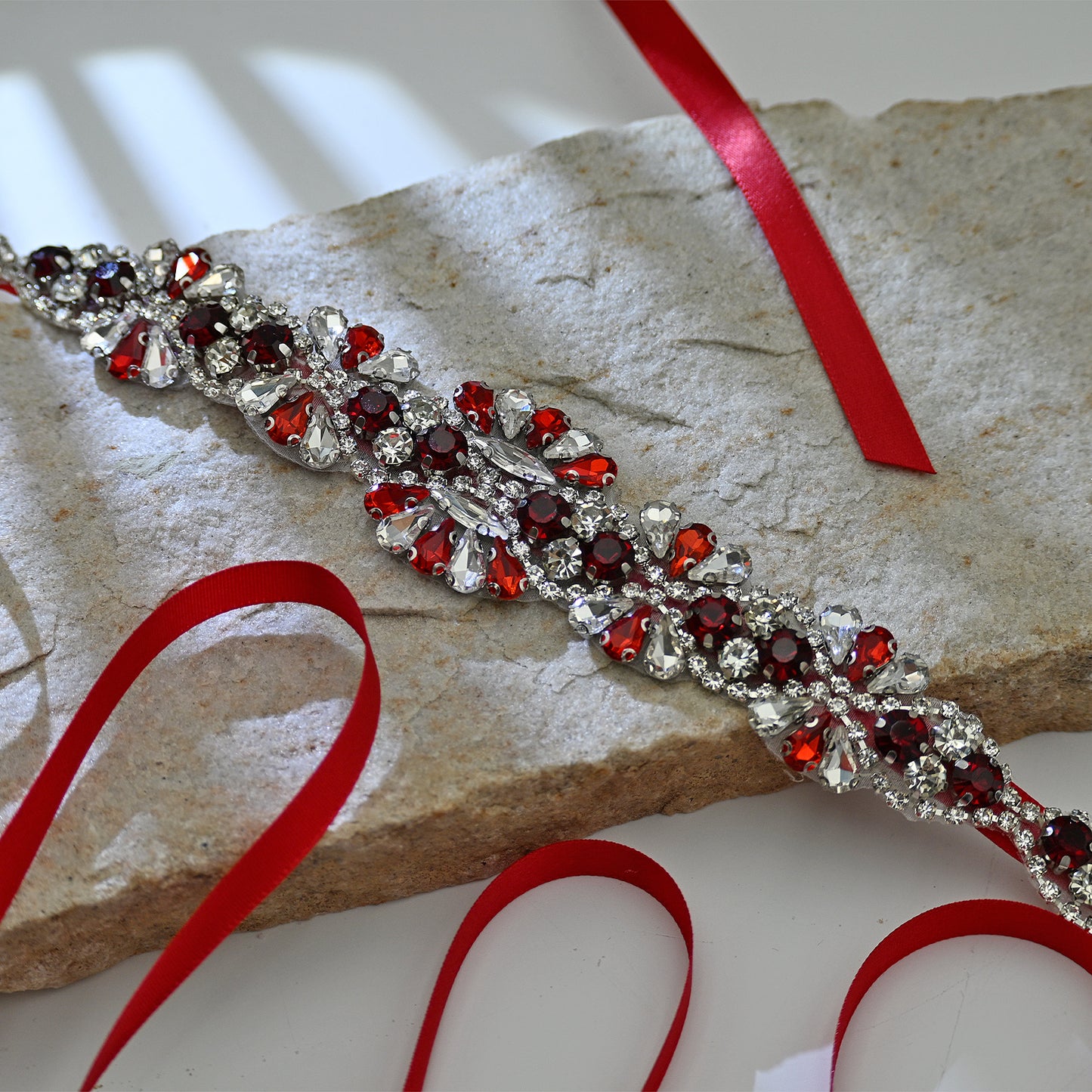 Bridella BS165R Red Rhinestone Belt