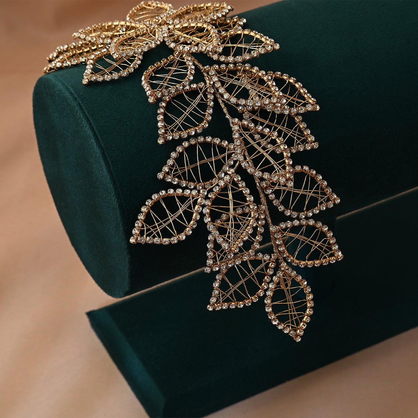 Gold Rhinestone Crown Bridal Tiara - Bridella BHP256-XG