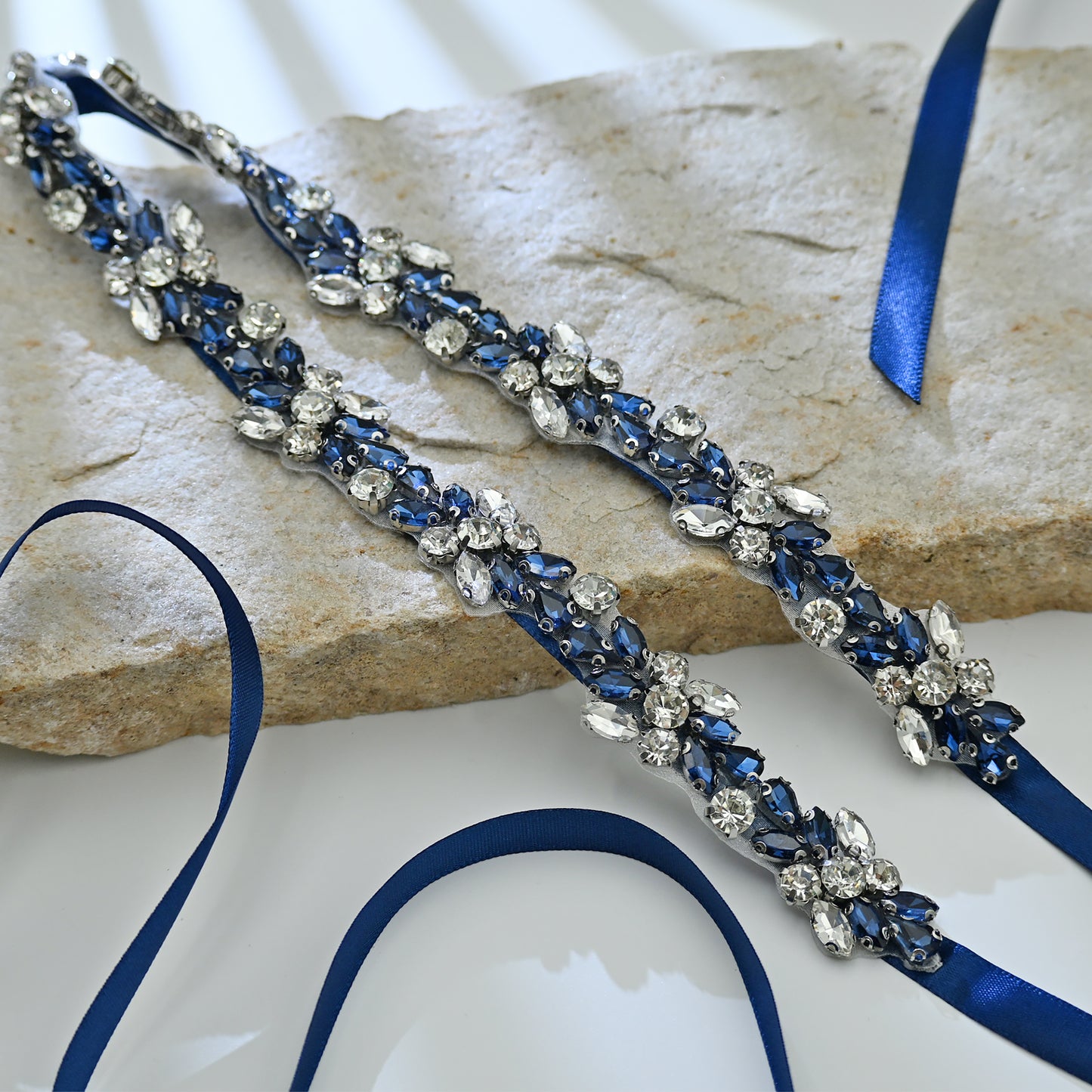 Bridella BS437ML Navy Rhinestone Belt