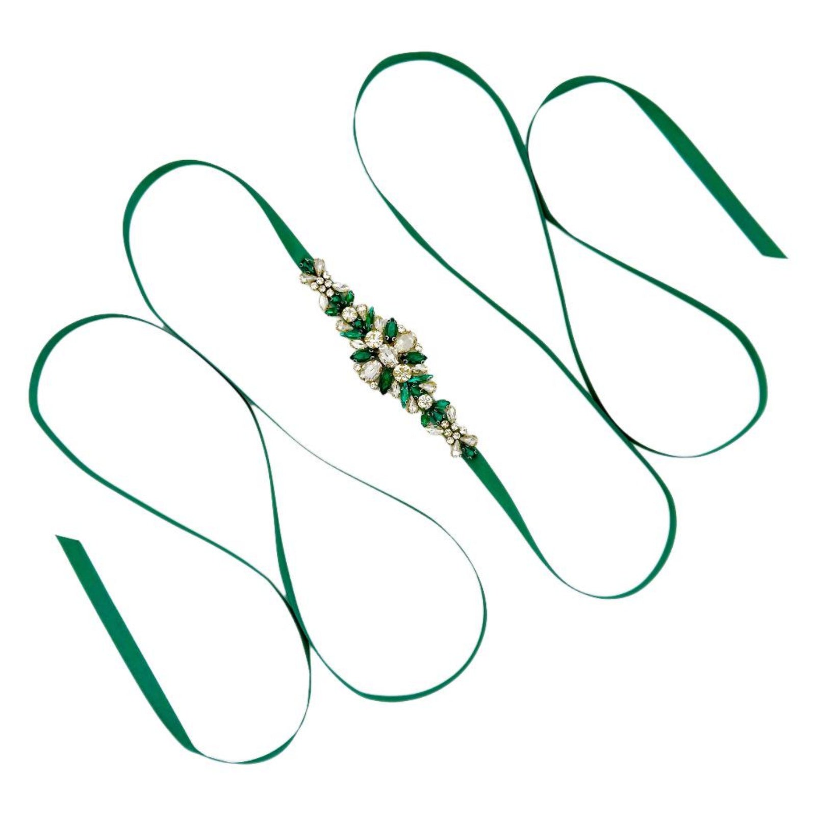 BS128GKL emerald rhinestone belt