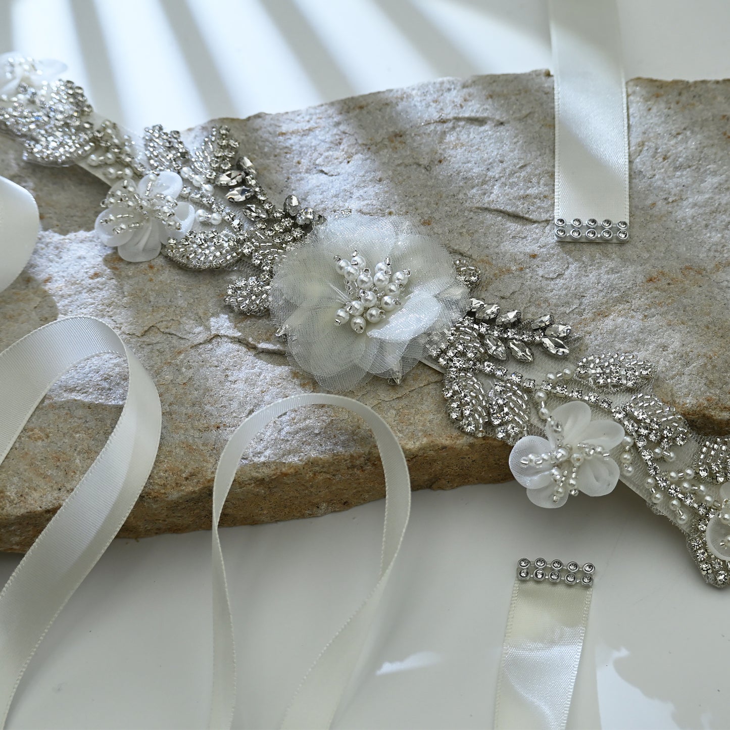 Bridella BS13 Ivory Rhinestone & Pearl Belt