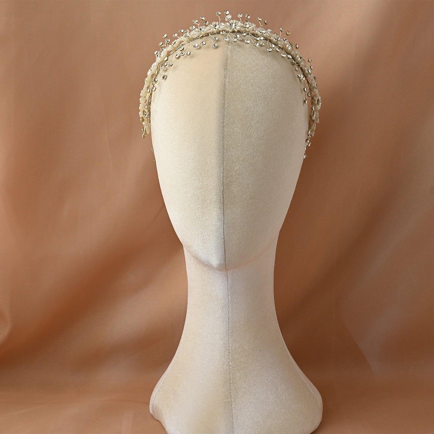 Bridella BHP543-S Silver Rhinestone & Flower Headband