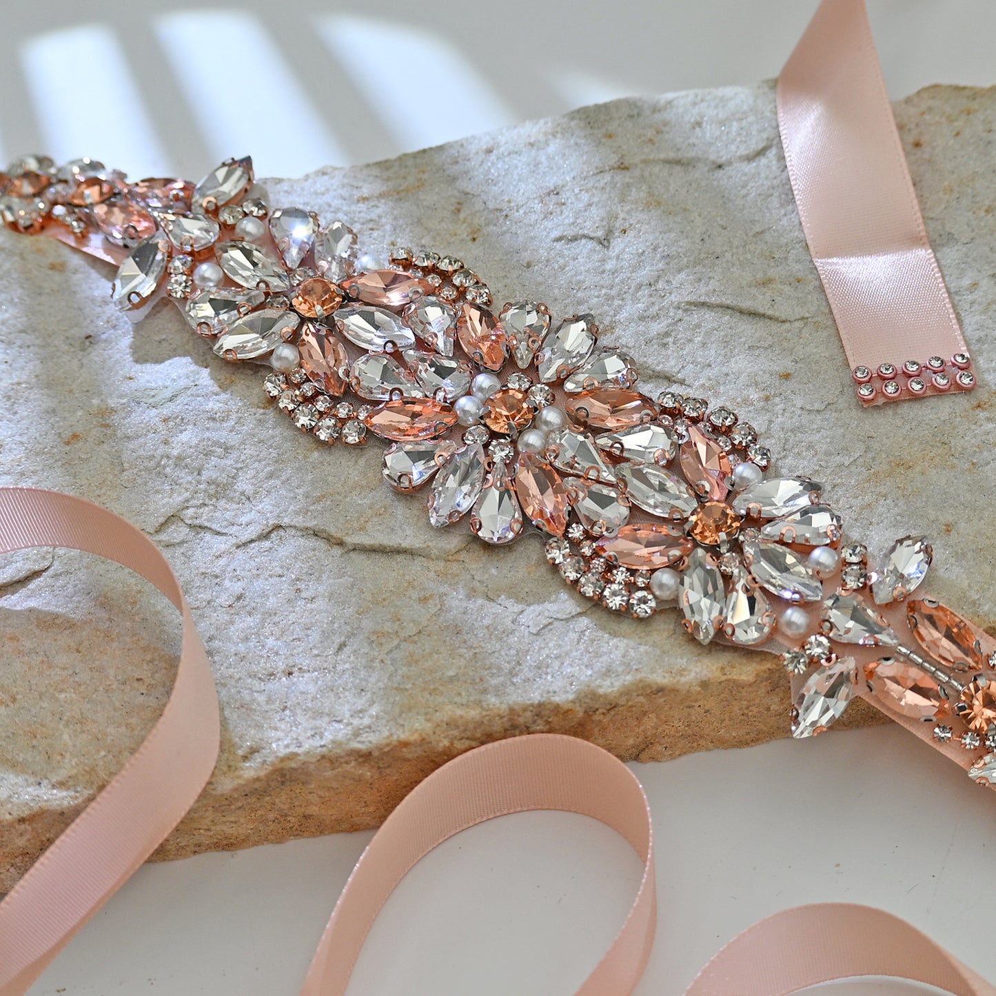 Bridella BS423 Rose Gold Rhinestone Belt