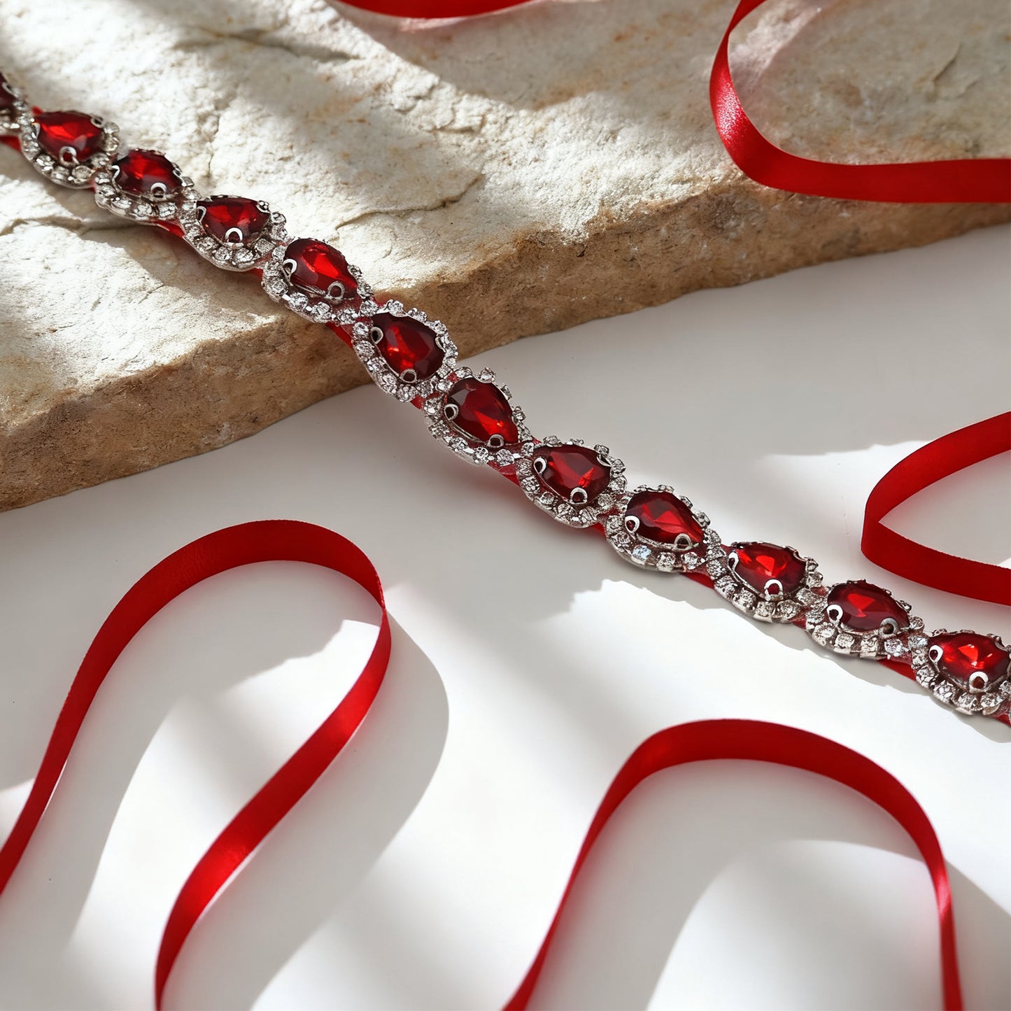 Bridella BS190R-Wine Red Wine Rhinestone Belt