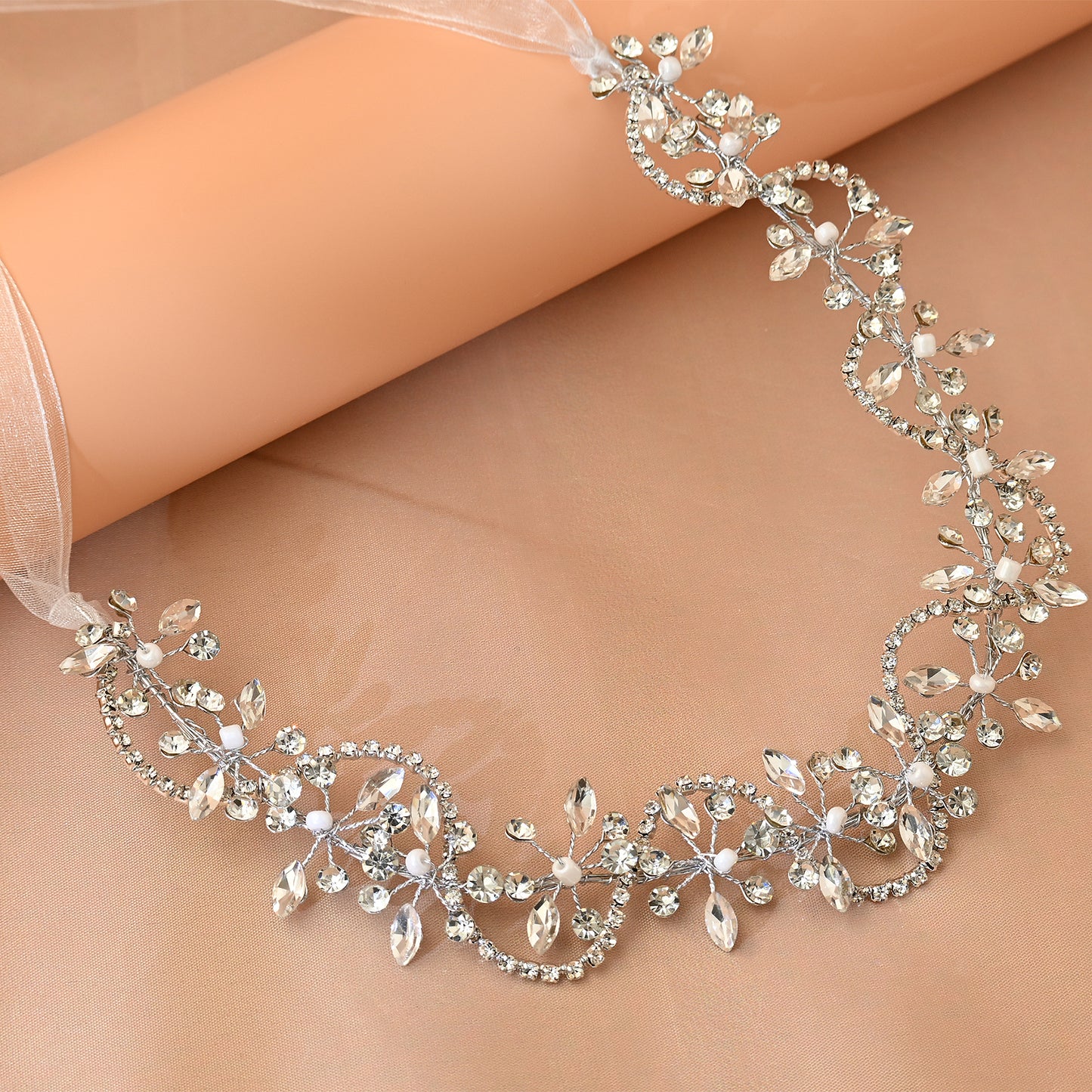Bridella BHP266-S Silver Rhinestone Headband