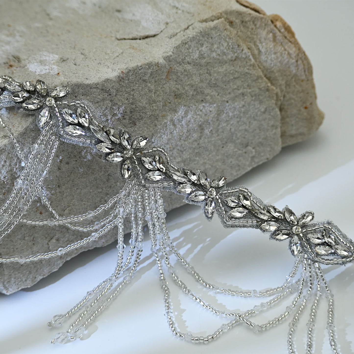 Bridella BS08 Off White Rhinestone Belt